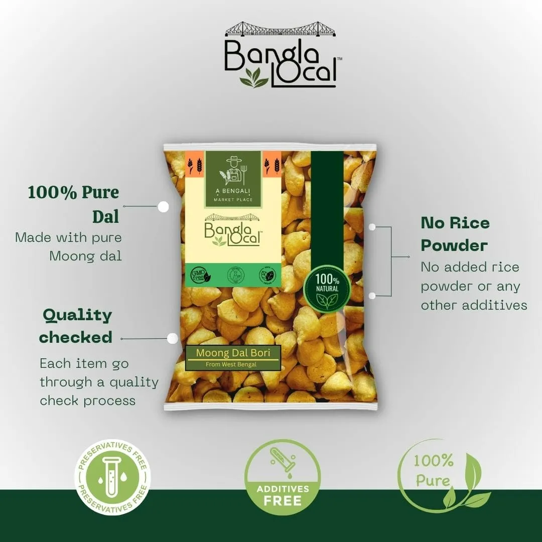 Moong Dal Bori 200g | 100% Moong Dal (0% Additives) | Medium Size - Image 2