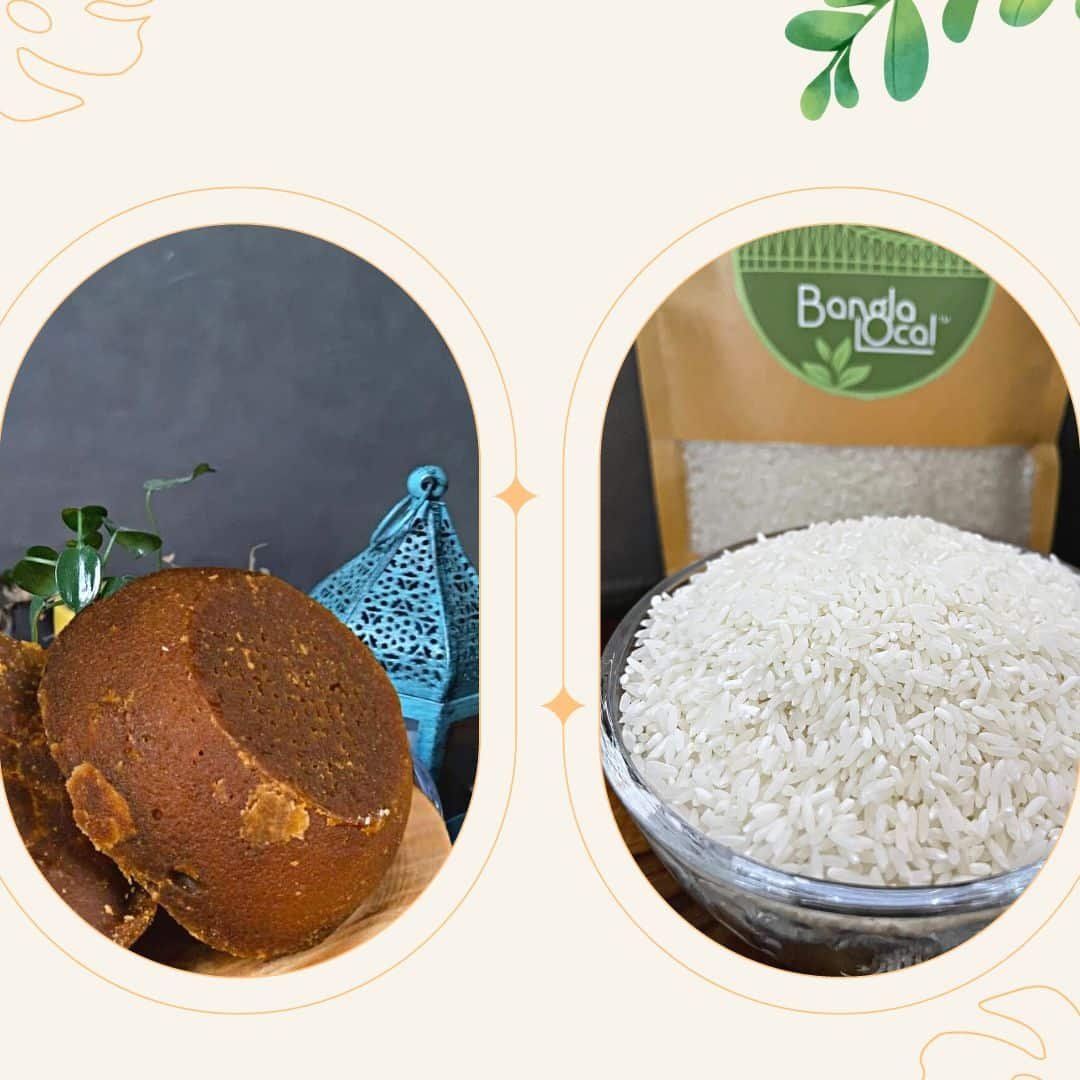 Soft Khejur Gur (850g to 900g) + Gobindo Bhog Rice (900g) Combo