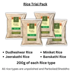 Parboiled Rice Trial Pack | 200g each of Banskathi, Dusheshwar, Miniket & Jeerakathi Rice